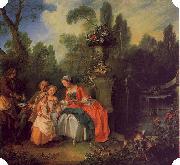 Nicolas Lancret A Lady and Gentleman with Two Girls in a Garden china oil painting artist